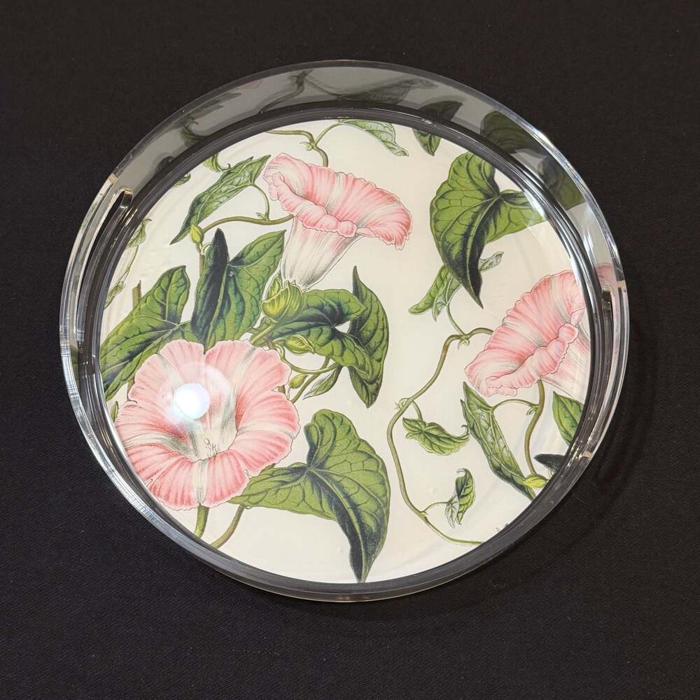 Lucy Lu Designs Floral Print 12” Round Acrylic Serving Tray